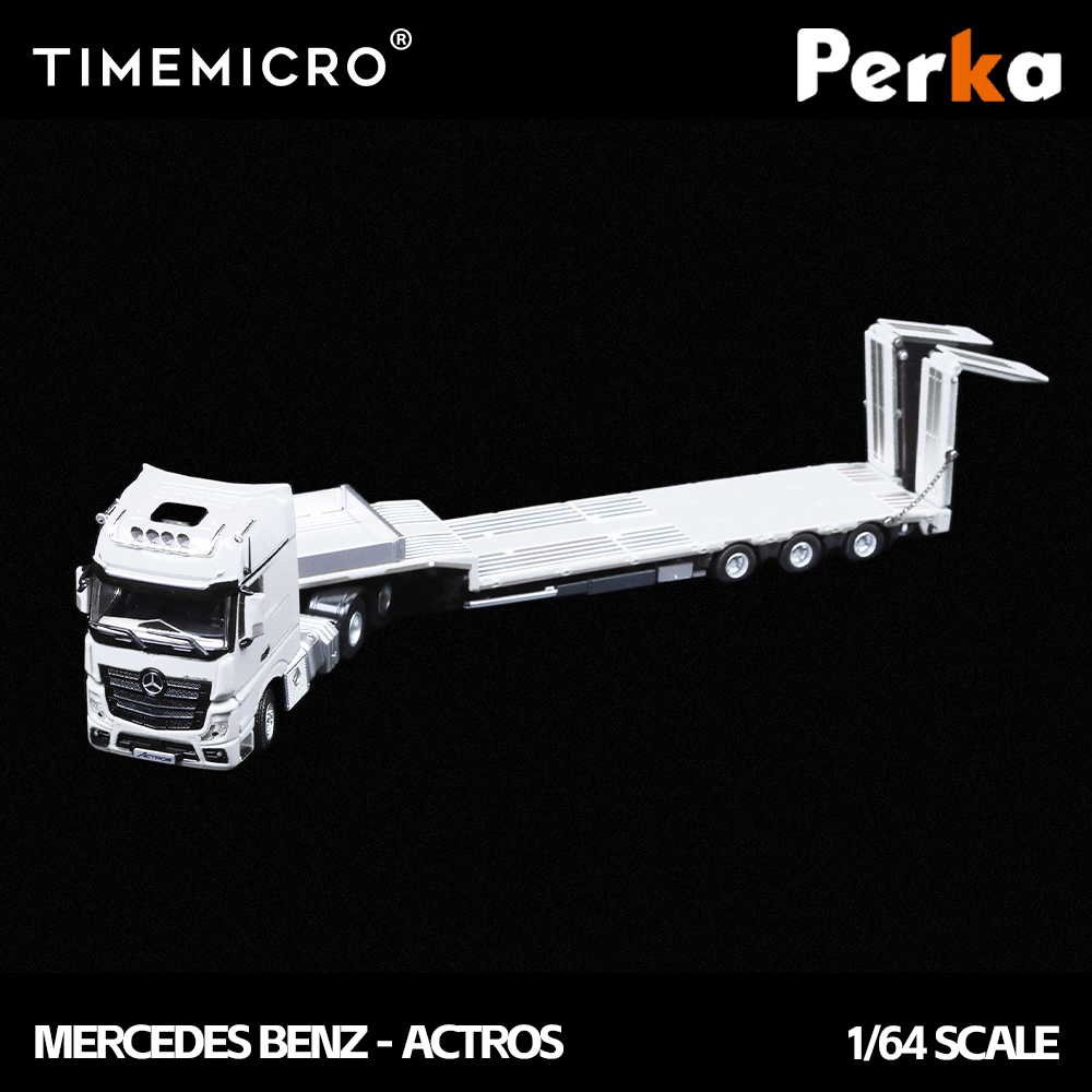 PRE-ORDER Time Micro TM Mercedes-Benz Trailer Transporter White 1:64 Scale Diecast Model