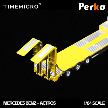 PRE-ORDER Time Micro TM Mercedes-Benz Trailer Transporter Yellow 1:64 Scale Diecast Model