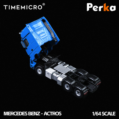 PRE-ORDER Time Micro TM Mercedes Trailer Transporter Blue 1:64 Scale Diecast Model