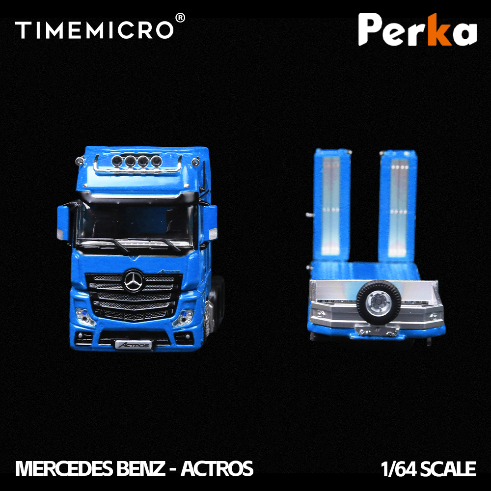 PRE-ORDER Time Micro TM Mercedes Trailer Transporter Blue 1:64 Scale Diecast Model