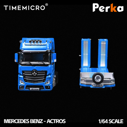 PRE-ORDER Time Micro TM Mercedes Trailer Transporter Blue 1:64 Scale Diecast Model