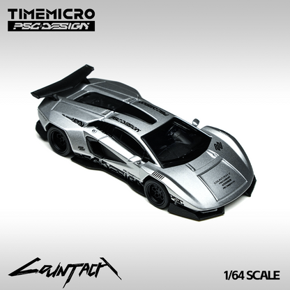 PRE-ORDER Time Micro Countach V Matte Silver Grey Exhibition Edition 1:64 Scale Diecast Model