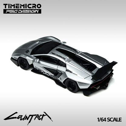 PRE-ORDER Time Micro Countach V Matte Silver Grey Exhibition Edition 1:64 Scale Diecast Model