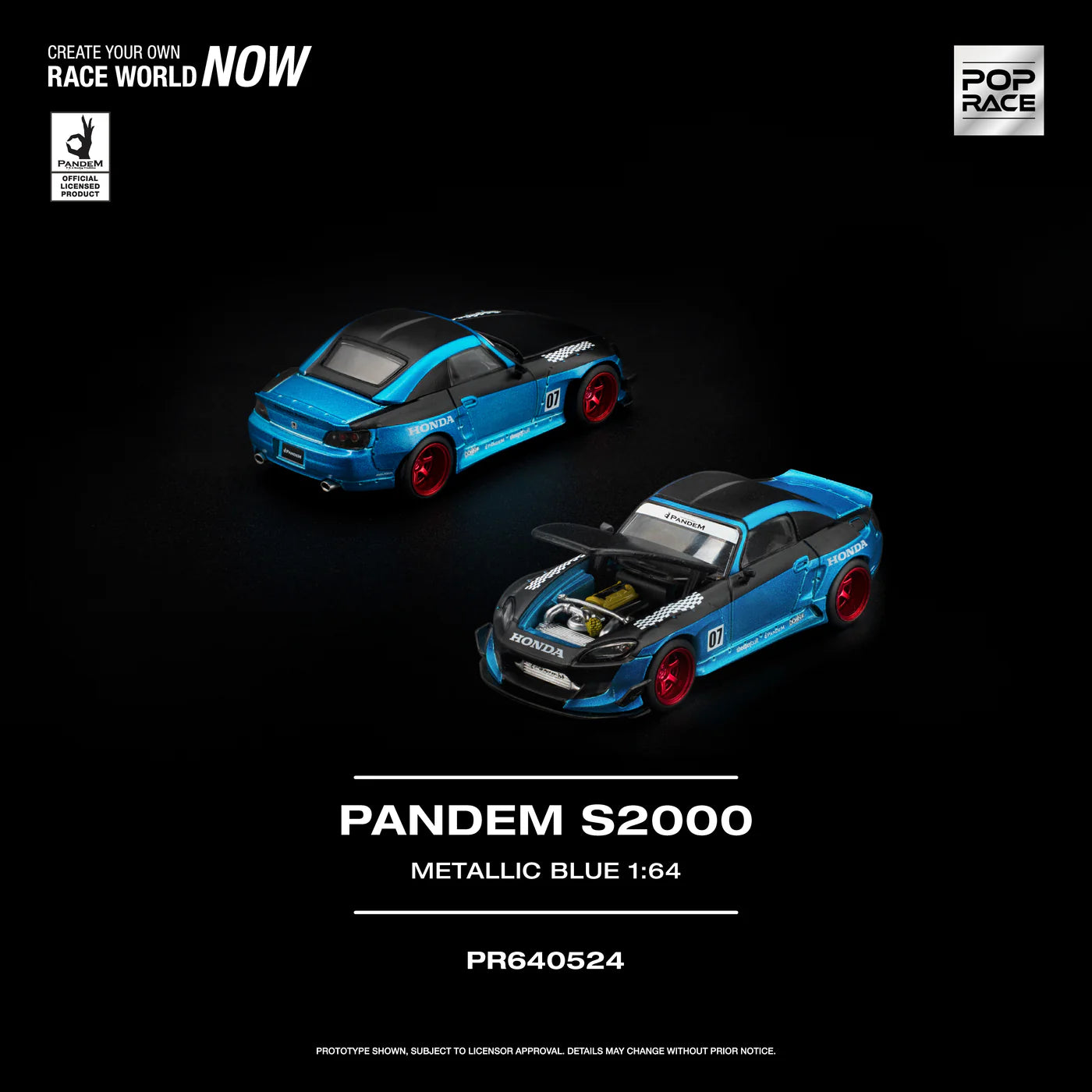 PRE-ORDER | Pandem Honda S2000 1:64 Scale (Metallic Blue) by POP RACE