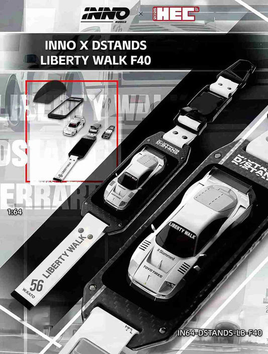INNO64 Liberty Walk F40 D/STANDS White Chase Car 1:64 Scale Diecast Model (HEC 2026)