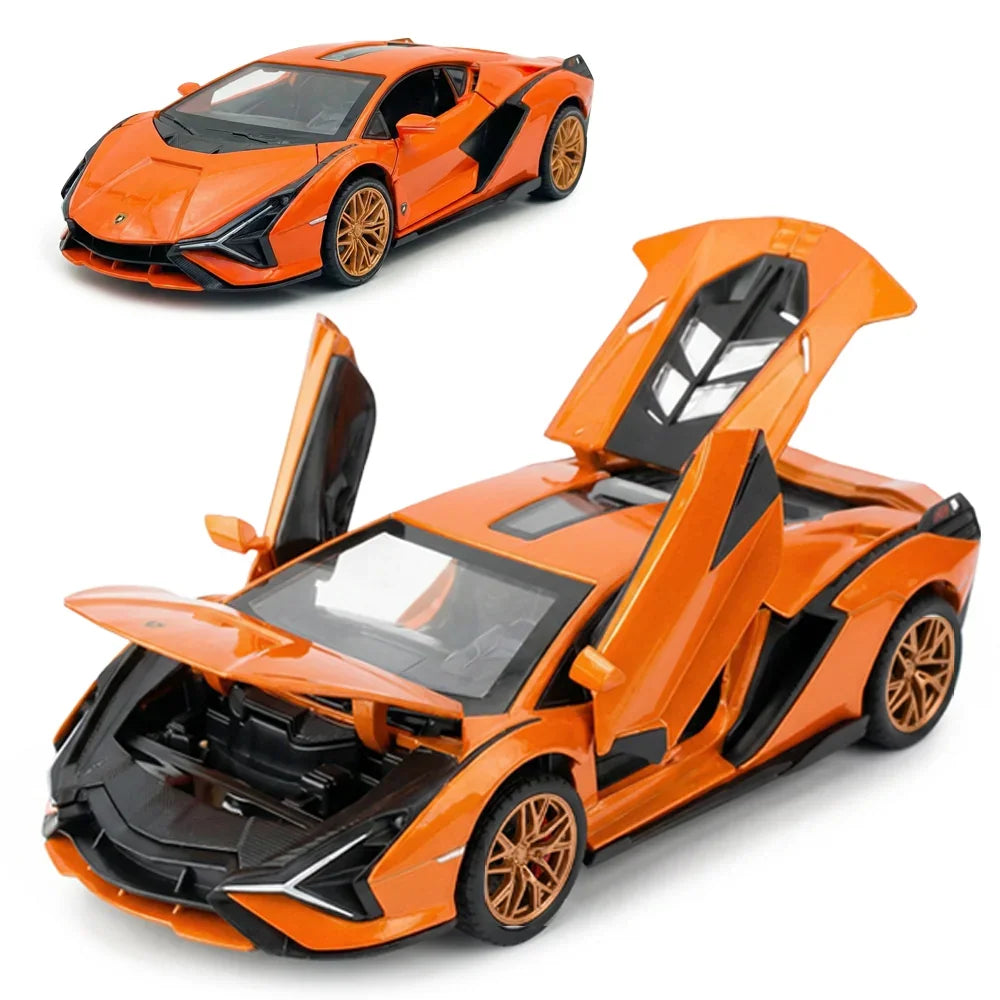 Lamborghini - Light, Sound with Openable Doors, 1:24 Scale (Orange) collectible diecast model at Poketwheels