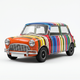 TINY Art Car Coloured Stripes 1:50 Scale Multicolor (HYP00004) – Official Licensed Diecast with Acrylic Case