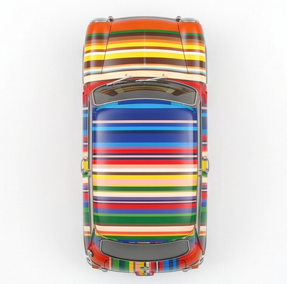 TINY Art Car Coloured Stripes 1:50 Scale Multicolor (HYP00004) – Official Licensed Diecast with Acrylic Case