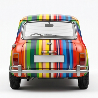 TINY Art Car Coloured Stripes 1:50 Scale Multicolor (HYP00004) – Official Licensed Diecast with Acrylic Case