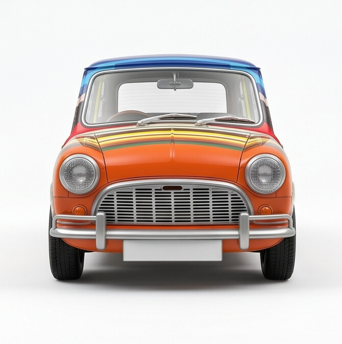 TINY Art Car Coloured Stripes 1:50 Scale Multicolor (HYP00004) – Official Licensed Diecast with Acrylic Case