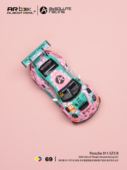 PRE-ORDER ALMOST REAL AR Box Porsche 911 GT3 R 2026 China GT Ningbo Absolute Racing #22 1:64 Scale Diecast Model