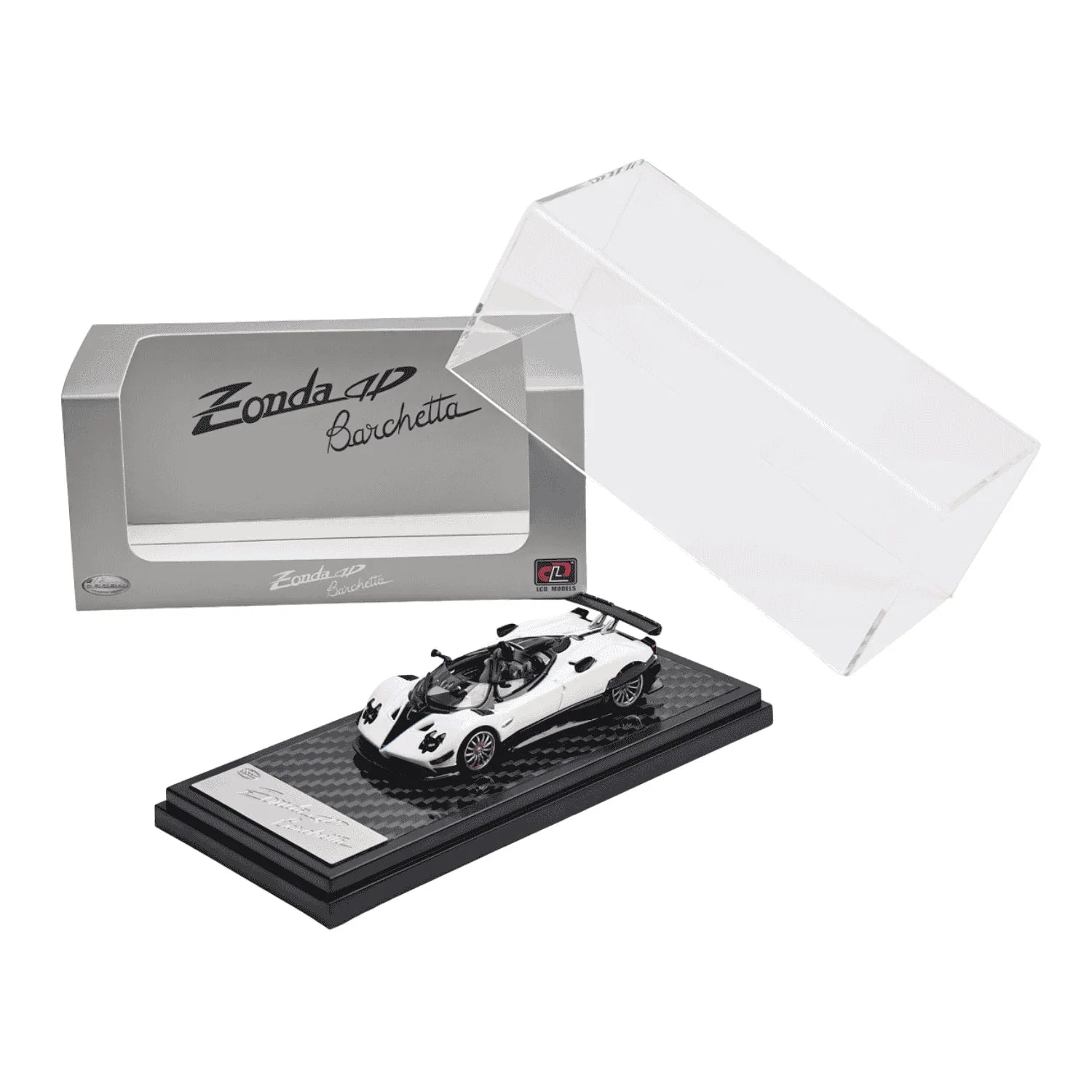 Premium scale diecast model car  – Pagani Zonda HP Barchetta, 1:64 Scale (White) Collectible
