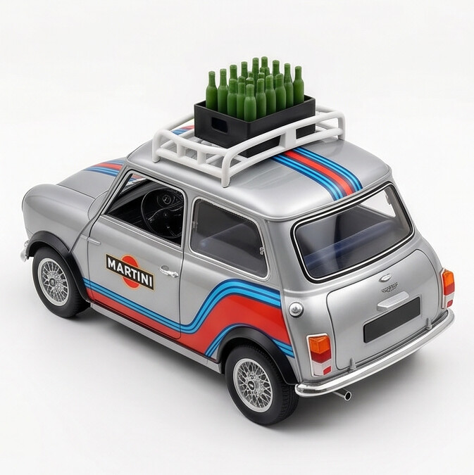 TINY Mini Cooper MK1 1:50 Scale Silver (MINI0023) – Official Licensed Diecast with Acrylic Case