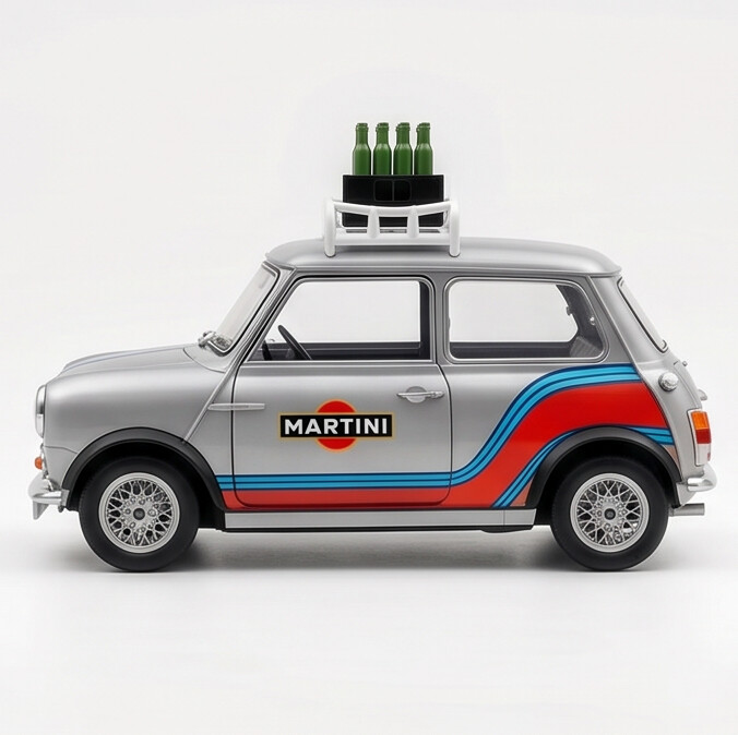 TINY Mini Cooper MK1 1:50 Scale Silver (MINI0023) – Official Licensed Diecast with Acrylic Case
