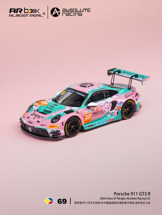 PRE-ORDER ALMOST REAL AR Box Porsche 911 GT3 R 2026 China GT Ningbo Absolute Racing #22 1:64 Scale Diecast Model