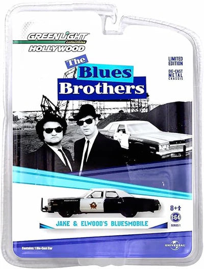 GreenLight Dodge Monaco Jake & Elwood's Blues Mobile 1974 Black 1:64 Scale Diecast Model