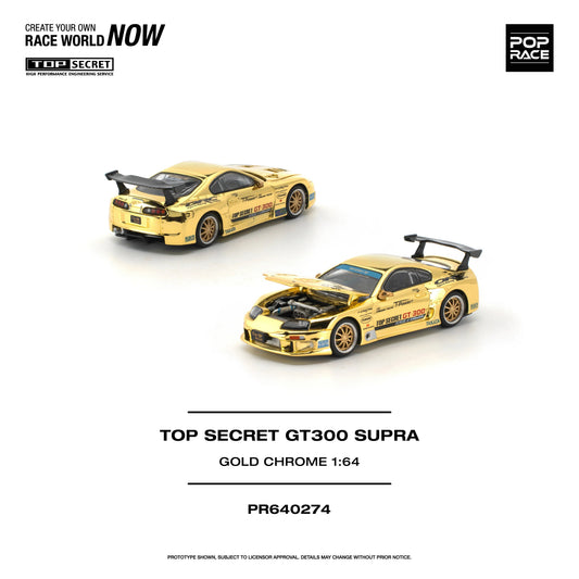 *PRE-ORDER* Top Secret GT300 Supra Gold Chrome, 1:64 Scale collectible diecast model at Poketwheels