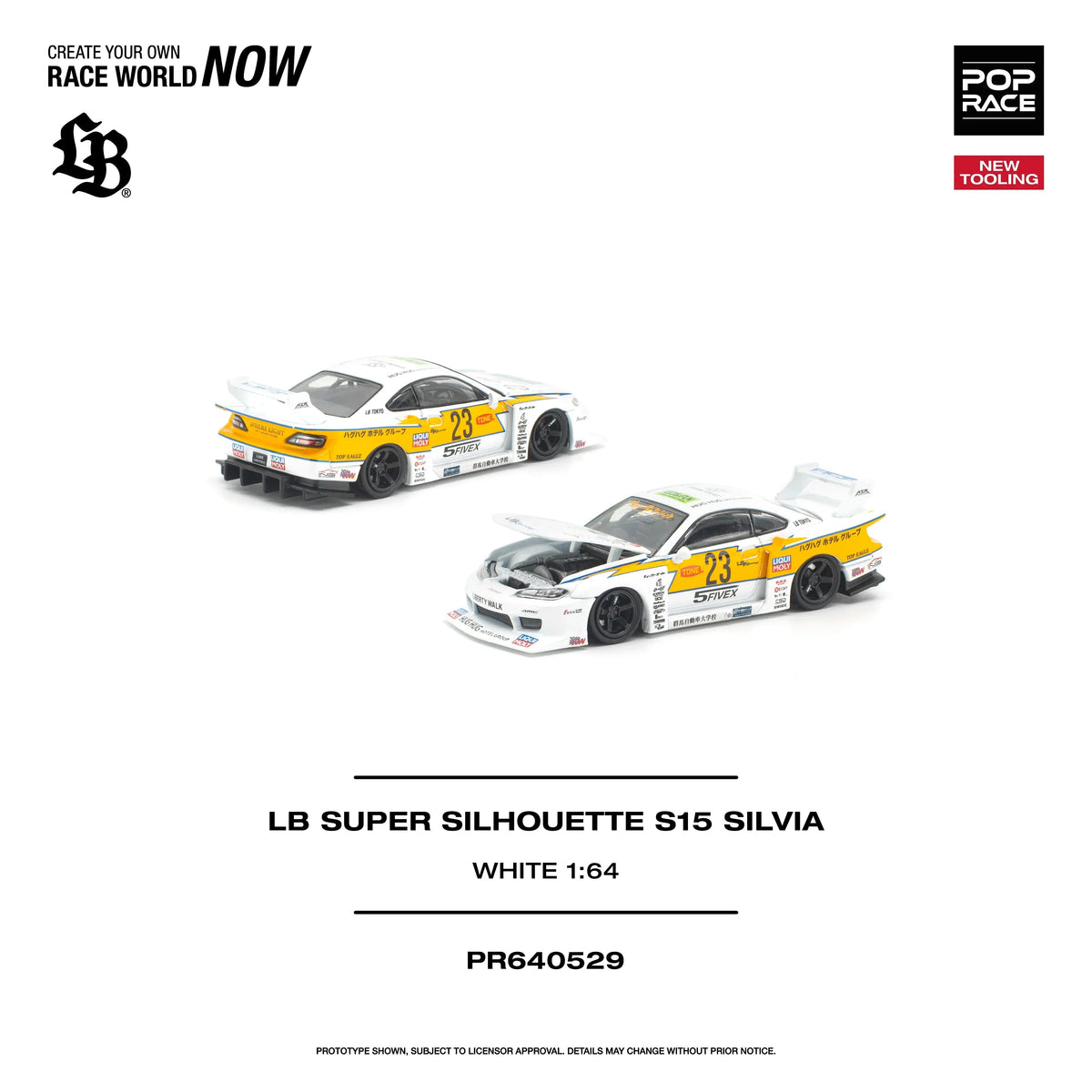 *PRE-ORDER* Lb Super Silhouette S15 Silvia (Opening Engine Hood), 1:64 Scale (White) collectible diecast model at Poketwheels