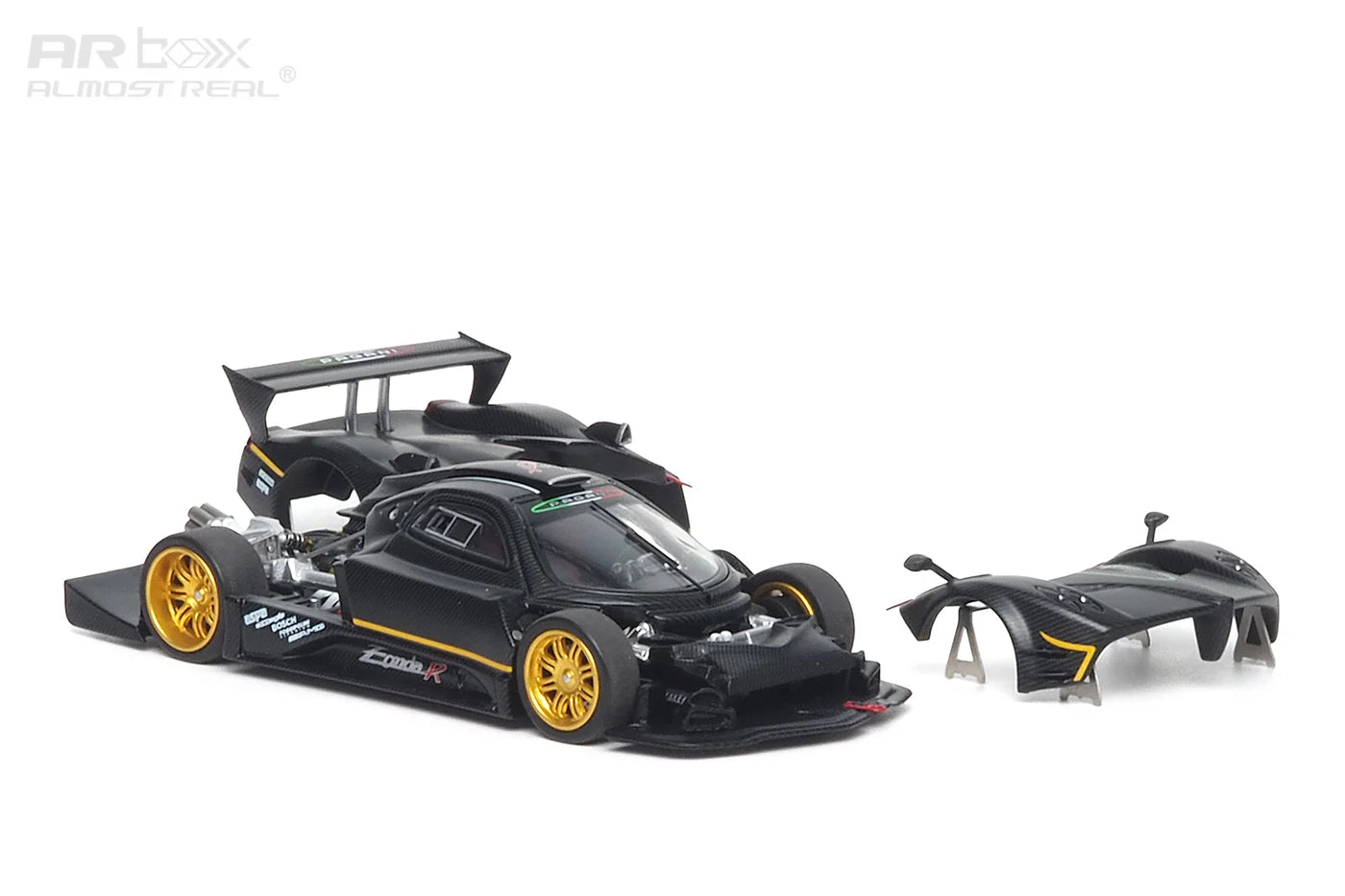 ALMOST REAL Pagani Zonda R Matte Black Carbon Fiber 1:64 Scale Diecast Model