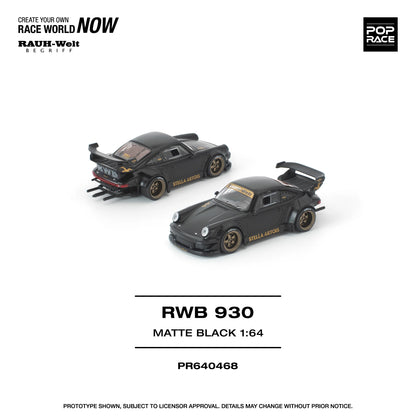 POPRACE RWB Porsche 930 Stella Artois Matte Black New Tooling 1:64 Scale Diecast Model (Pre-Order)