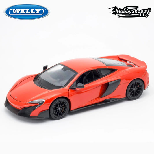Premium scale diecast model car  – McLaren 675LT Coupe, 1:24 Scale (Orange) Collectible