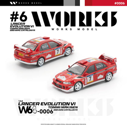 PRE-ORDER Works Model Mitsubishi Lancer Evolution VI Tommi Makinen 2001 WRC Catalunya, 1:64 Scale