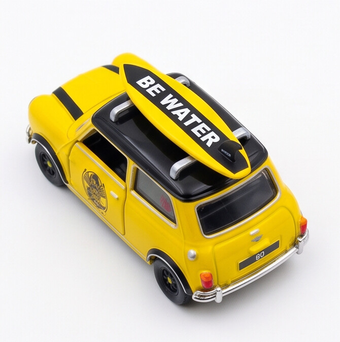 TINY Mini Cooper MK1 Bruce Lee Edition 1:50 Scale (ATC64989) – Official Licensed Diecast with Acrylic Case