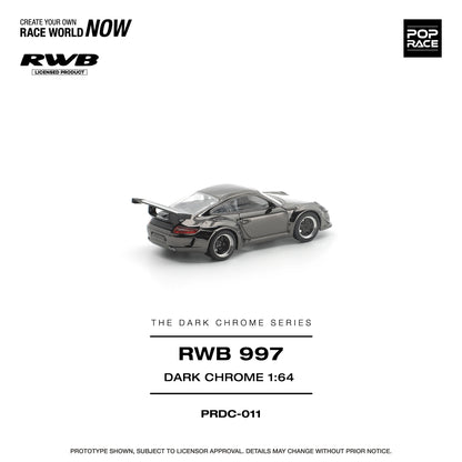 POPRACE RWB Porsche 997 Dark Chrome 1:64 Scale Diecast Model (Pre-Order)