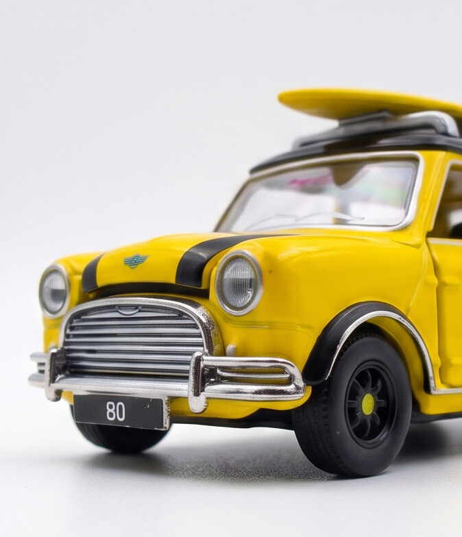 TINY Mini Cooper MK1 Bruce Lee Edition 1:50 Scale (ATC64989) – Official Licensed Diecast with Acrylic Case