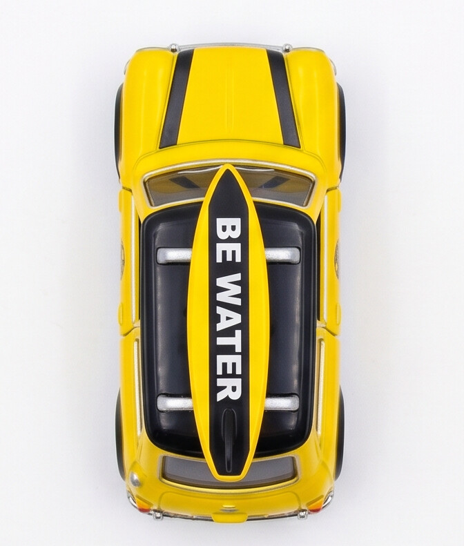 TINY Mini Cooper MK1 Bruce Lee Edition 1:50 Scale (ATC64989) – Official Licensed Diecast with Acrylic Case