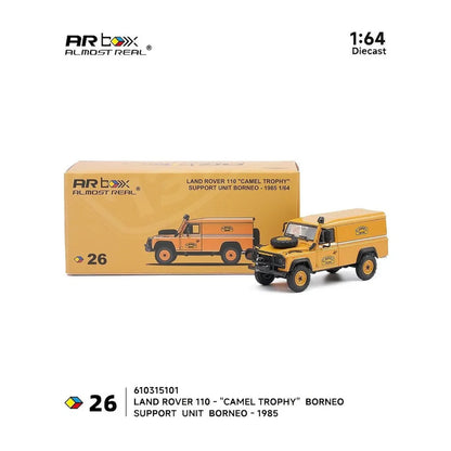 PRE-ORDER ALMOST REAL Land Rover 110 Camel Trophy Support Unit Borneo 1985 1:64 Scale Diecast Model