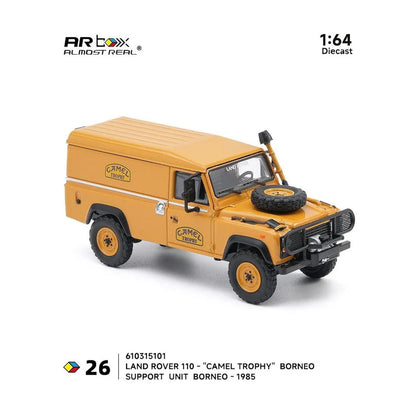 PRE-ORDER ALMOST REAL Land Rover 110 Camel Trophy Support Unit Borneo 1985 1:64 Scale Diecast Model