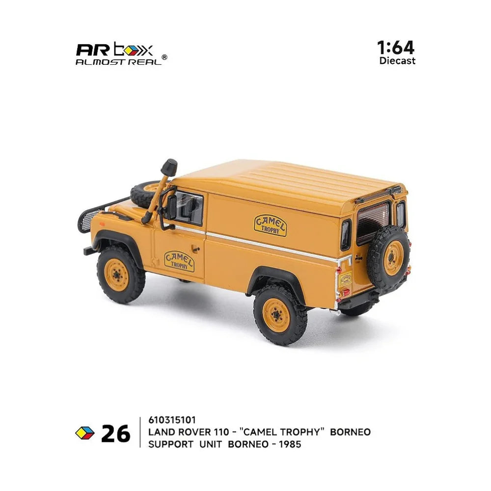 PRE-ORDER ALMOST REAL Land Rover 110 Camel Trophy Support Unit Borneo 1985 1:64 Scale Diecast Model