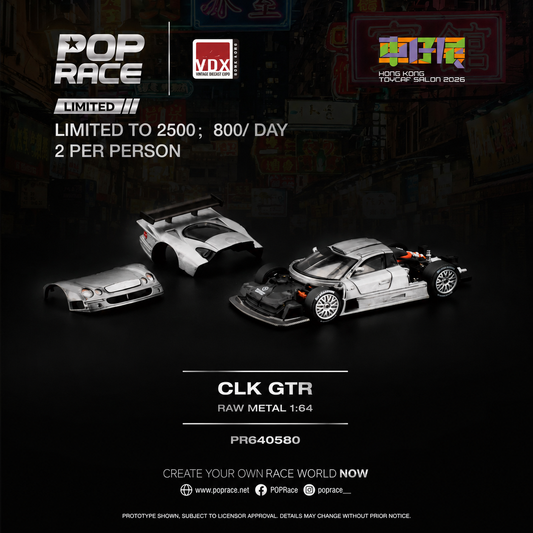 *HKTCS 2026* Mercedes Benz AMG CLK GTR (Raw Metal) Limited to 2500pcs, 1:64 Scale collectible diecast model at Poketwheels