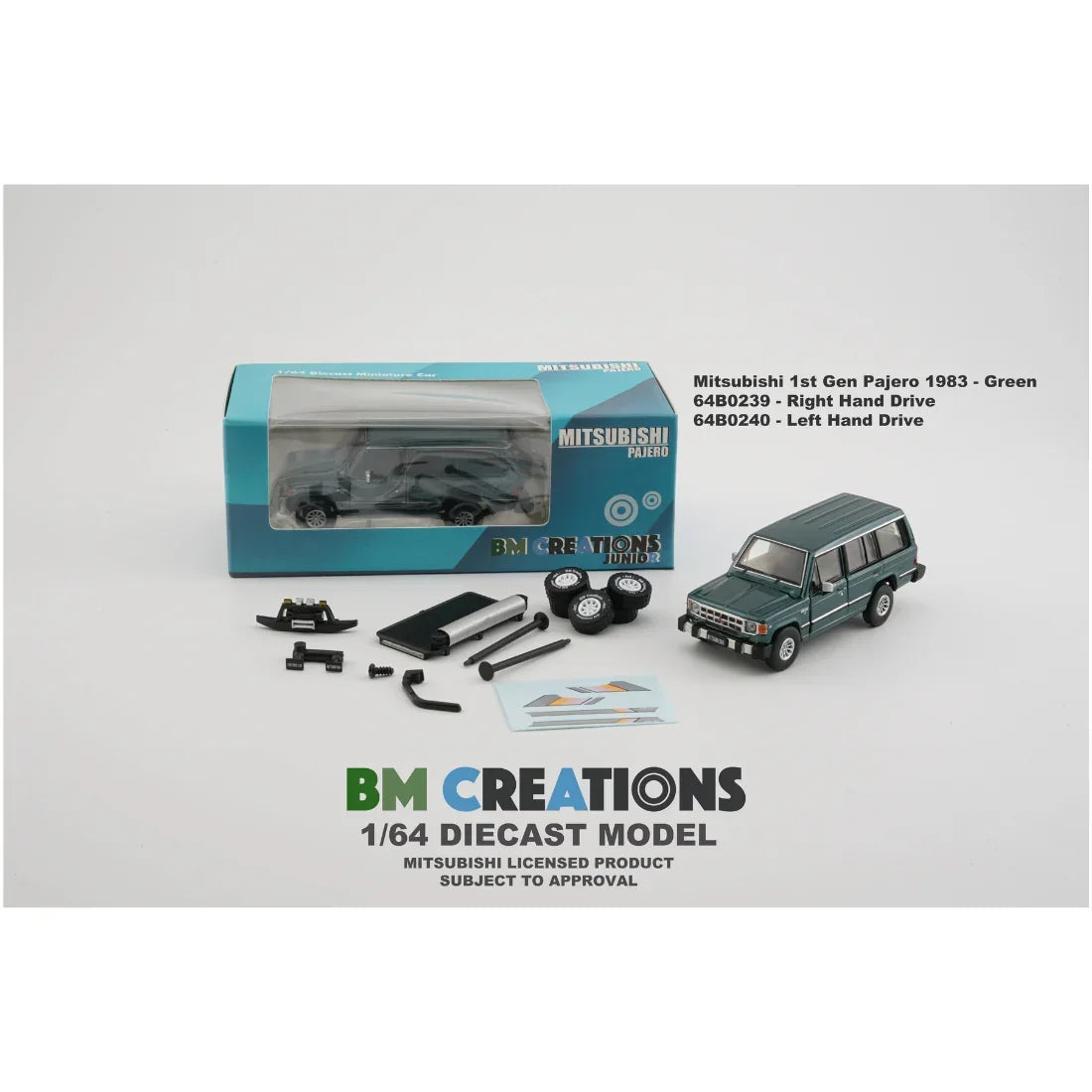 Mitsubishi 1st Gen Pajero 1983, 1:64 Scale (Green) collectible diecast model at Poketwheels