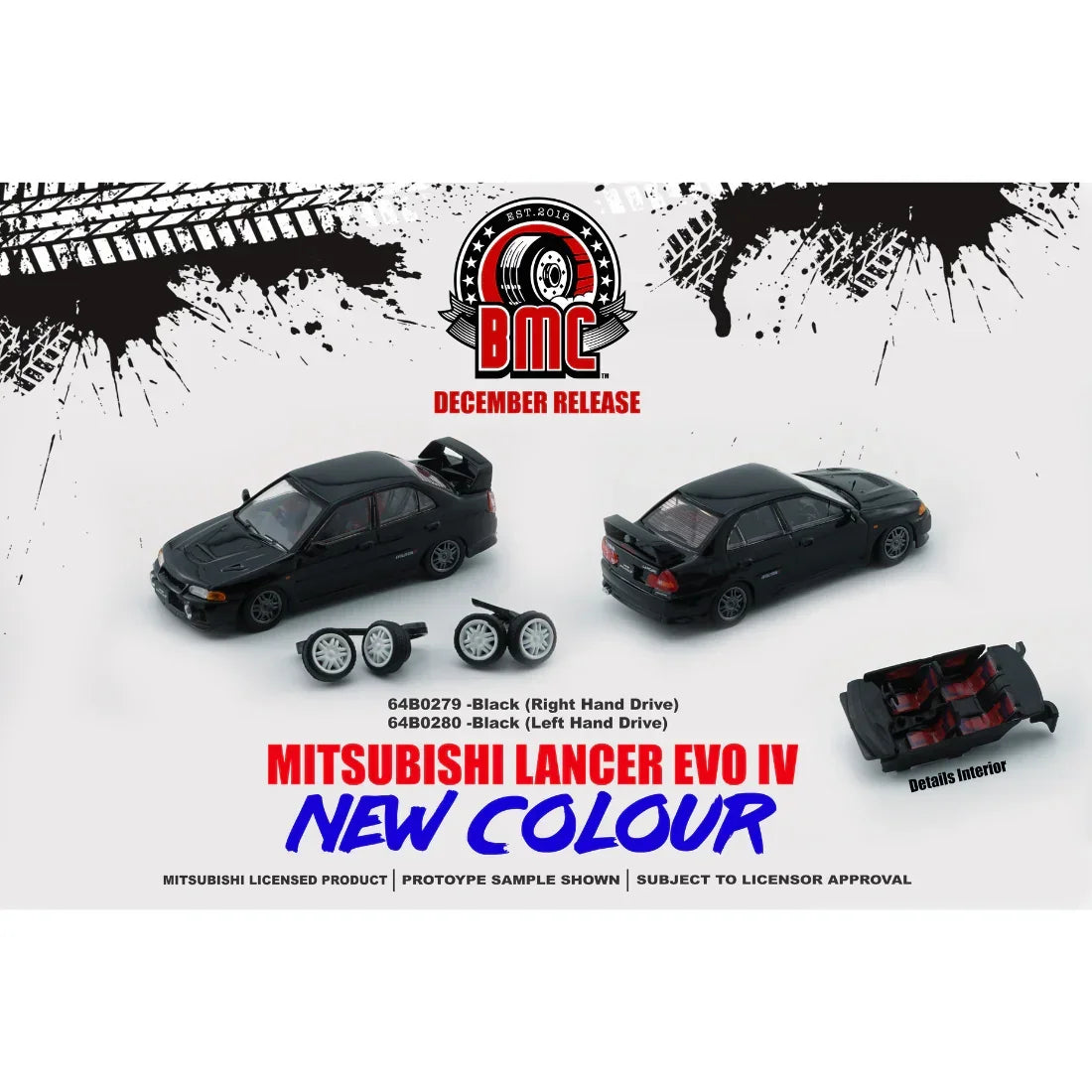 Mitsubishi Lancer EVO IV, 1:64 Scale (Black) collectible diecast model at Poketwheels