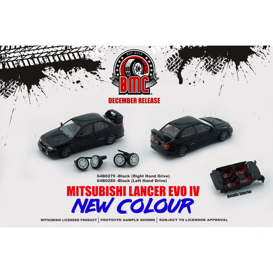 Mitsubishi Lancer EVO IV, 1:64 Scale (Black) collectible diecast model at Poketwheels