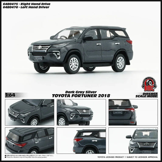 Toyota Fortuner 2018, 1:64 Scale (Silver) collectible diecast model at Poketwheels