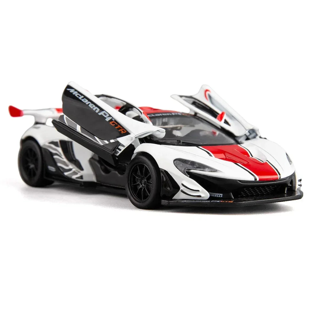 Premium scale diecast model car  – Mclaren P1 GTR, 1:32 Scale (White) Collectible
