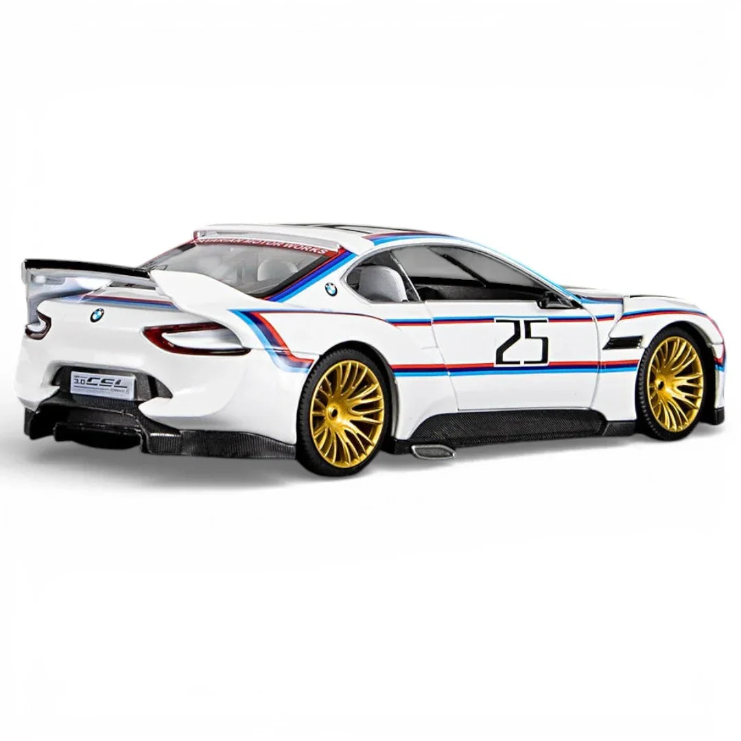 Premium scale diecast model car  – BMW 3.0 CSL, 1:32 Scale (White) Collectible