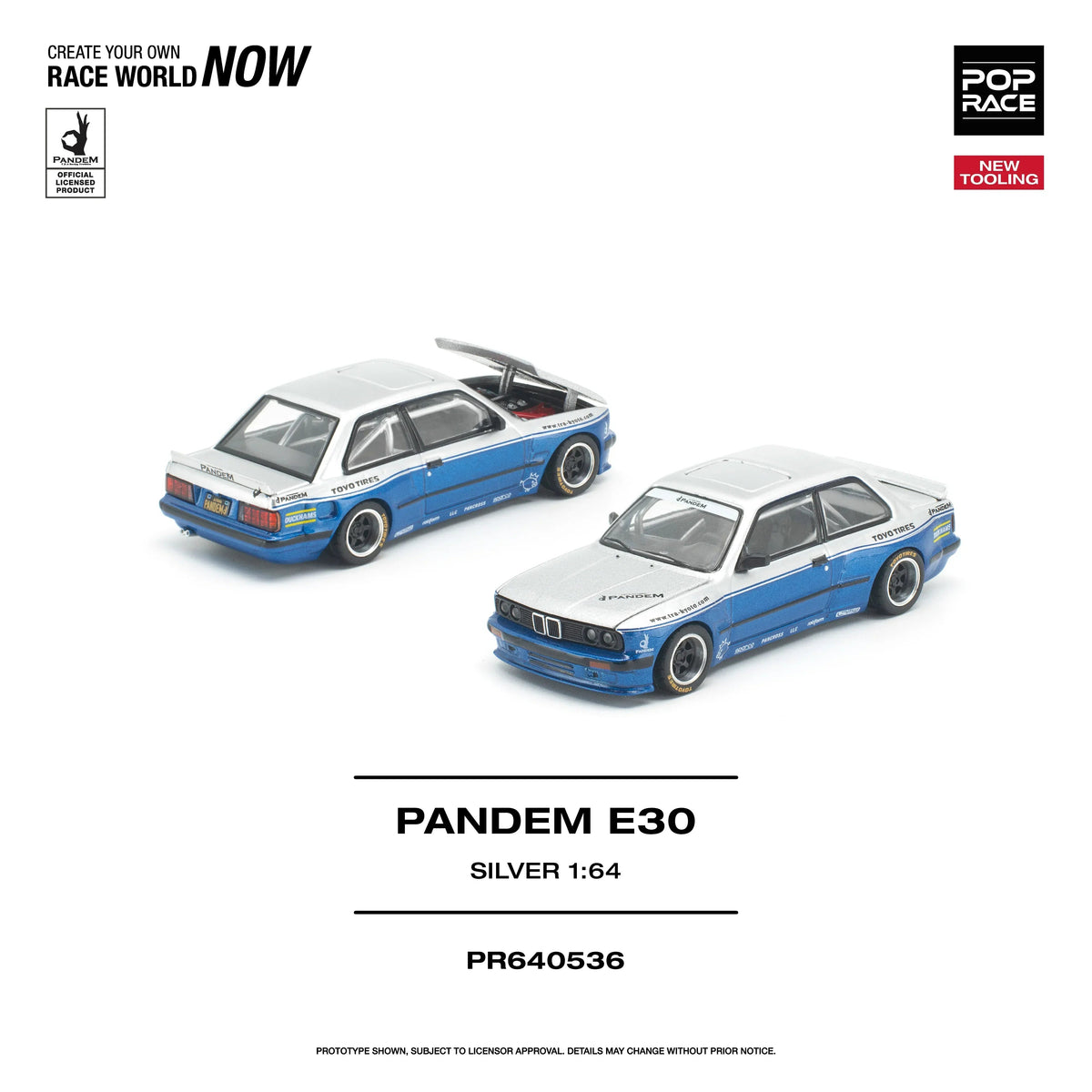 *PRE-ORDER* Pandem E30 Opening Engine Hood, 1:64 Scale (Silver) collectible diecast model at Poketwheels