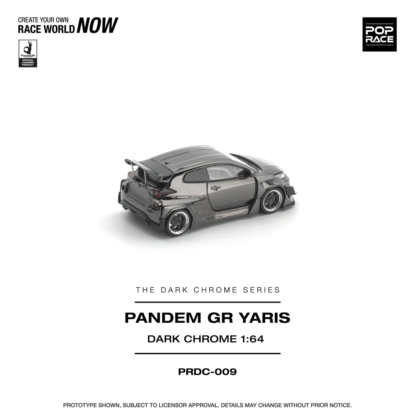 POPRACE Pandem GR Yaris Dark Chrome 1:64 Scale Diecast Model (Pre-Order)
