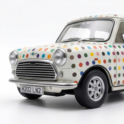 TINY Mini Cooper MK1 Colour Dot 1:50 Scale – Official Licensed Diecast with Acrylic Case
