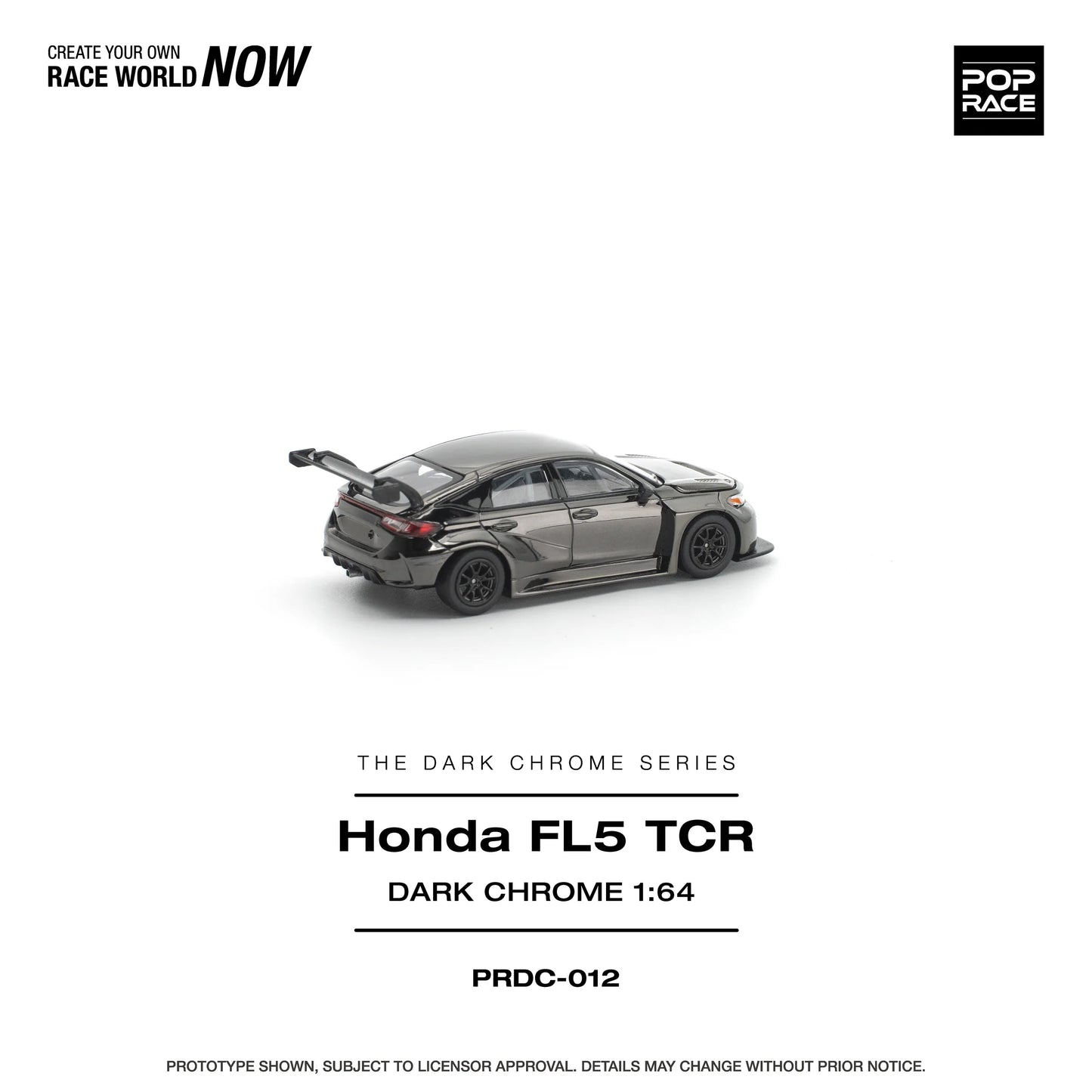 POPRACE Honda Civic FL5 TCR Dark Chrome 1:64 Scale Diecast Model (Pre-Order)