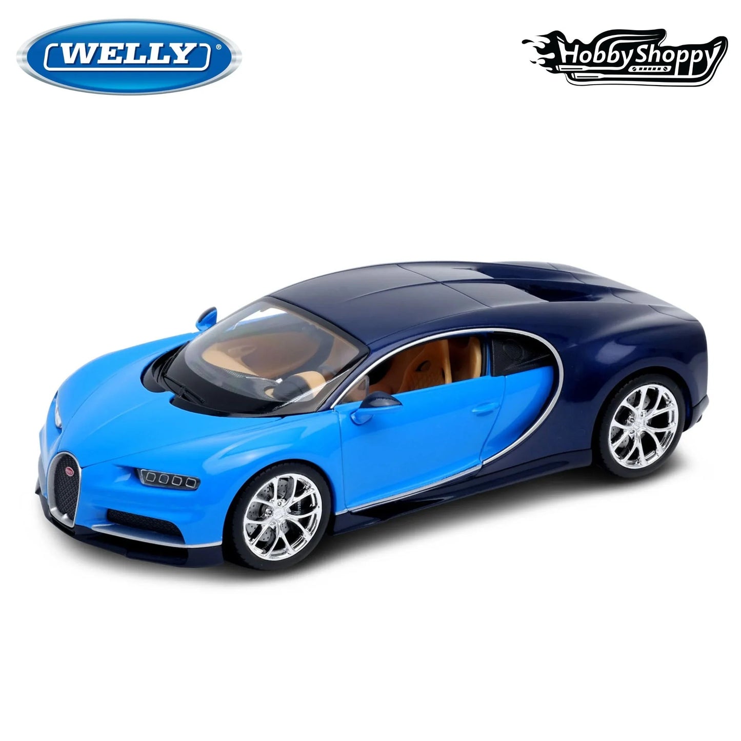 Premium scale diecast model car  – Bugatti Chiron, 1:24 Scale (Blue) Collectible