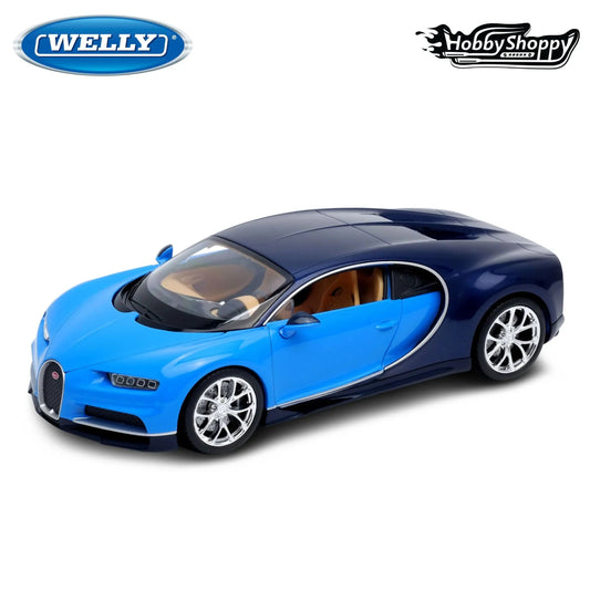 Premium scale diecast model car  – Bugatti Chiron, 1:24 Scale (Blue) Collectible