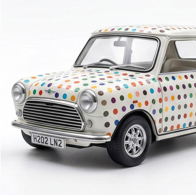 TINY Mini Cooper MK1 Colour Dot 1:50 Scale – Official Licensed Diecast with Acrylic Case