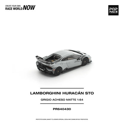 POPRACE Lamborghini Huracán STO Grigio Acheso Matte 1:64 Scale Diecast Model (Pre-Order)