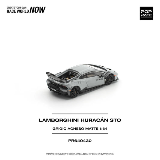 POPRACE Lamborghini Huracán STO Grigio Acheso Matte 1:64 Scale Diecast Model (Pre-Order)