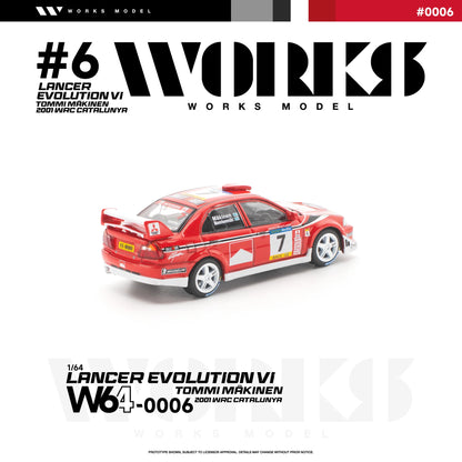 PRE-ORDER Works Model Mitsubishi Lancer Evolution VI Tommi Makinen 2001 WRC Catalunya, 1:64 Scale